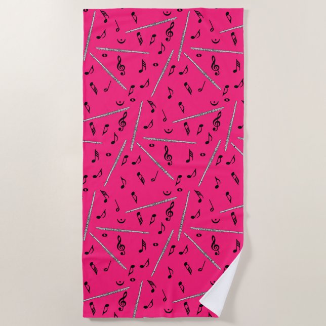 Toalha De Praia Flaute Music Note Pattern Beach Towel (Frente)