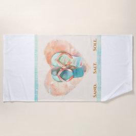 Toalha De Praia Flip Flop Heart Beach Towel – Sand Salt Sole