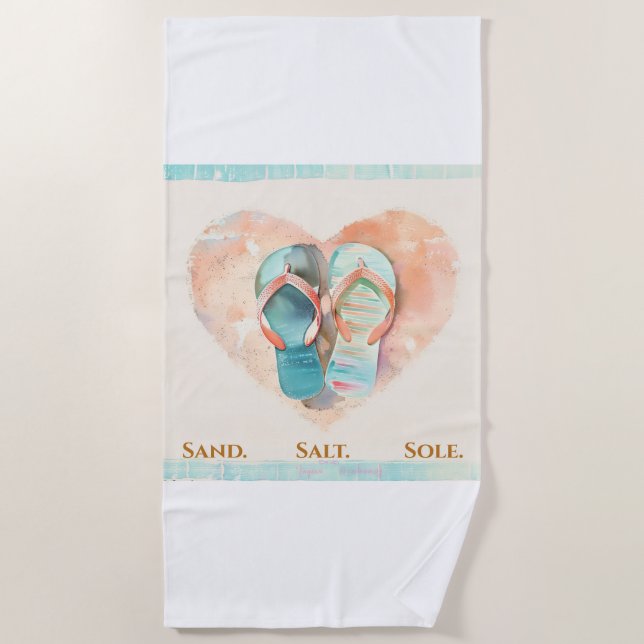 Toalha De Praia Flip Flop Heart Beach Towel – Sand Salt Sole (Frente)
