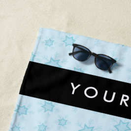 Toalha De Praia Flocos de neve azuis, seu nome, Personalize