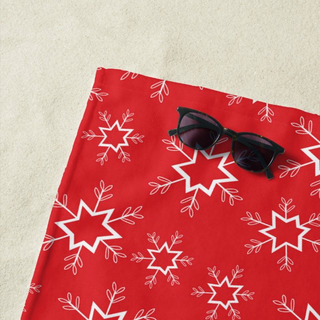 Toalha De Praia Flocos de neve, Flocos de neve vermelhos e brancos (In Situ)