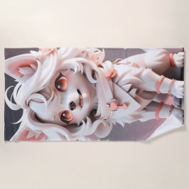 Toalha De Praia Floffy Pink E White Puppy