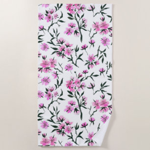 Toalha De Praia Flor branco de cereja em branco