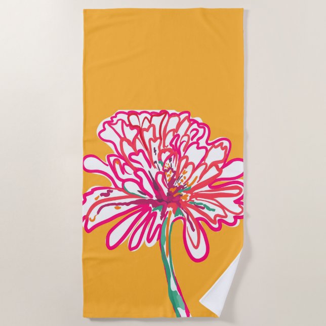 Toalha De Praia Flor Colorida Artística (Frente)