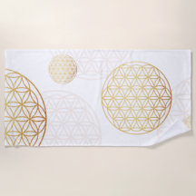 Flor da vida dourado branco