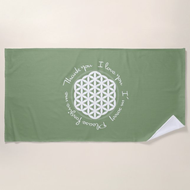 Toalha De Praia Flor da Vida Ho'oponopono (Frente)