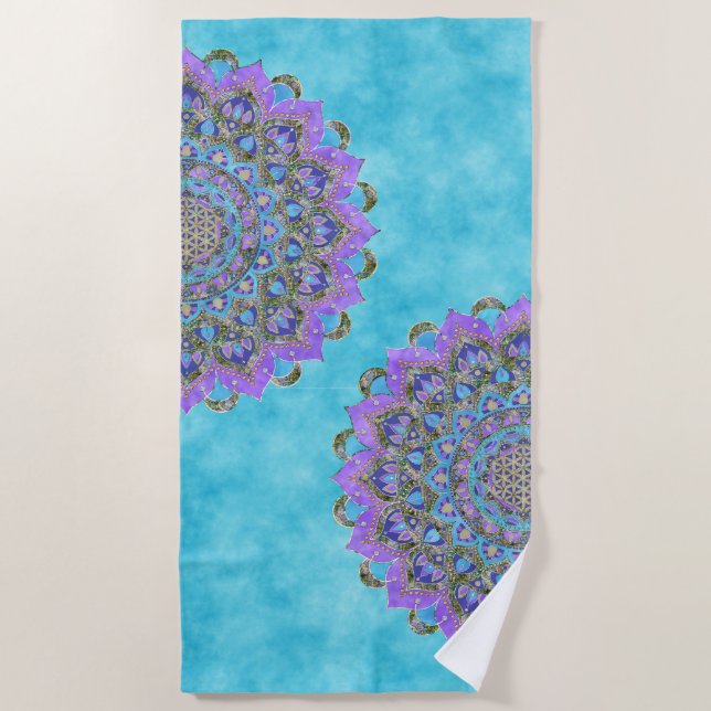 Toalha De Praia Flor Da Vida - Mandala Estilo Índia 2 (Frente)