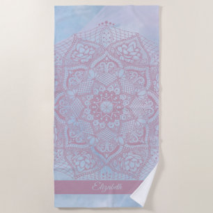 Toalha De Praia Flor de Lotus bonito, cor-de-rosa, Flor Mandala