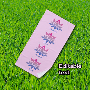 Toalha De Praia Flor de lótus rosa seu texto