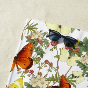 Toalha De Praia Flor de maçã e borboletas Herança Bea