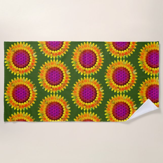 Toalha De Praia Flor De Vida - Flor Geométrico 4 (Frente)