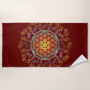 Toalha De Praia Flor de Vida - Mandala de Ornamentos Vintage 1