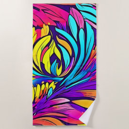 Toalha De Praia Floral Abstrato Vibrante