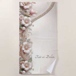 Toalha De Praia Floral and Pearl Embellishments Beach Towel