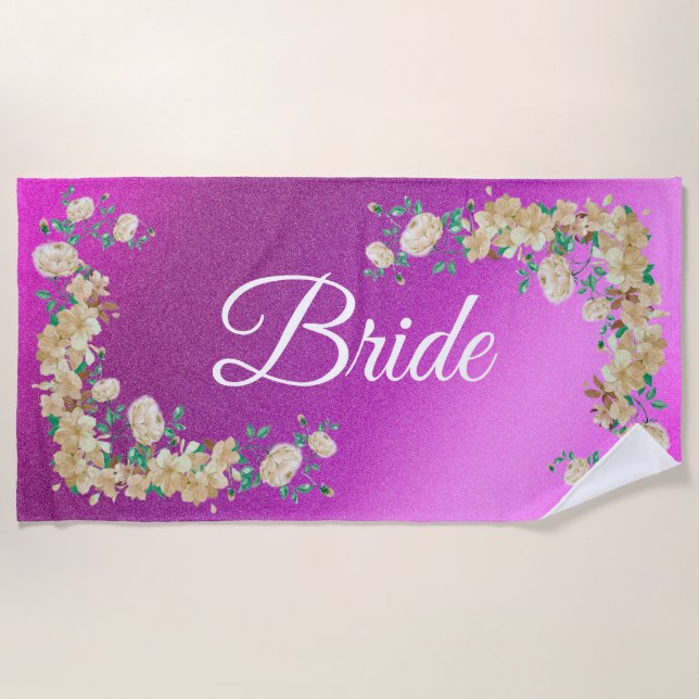 Toalha De Praia Floral Elegante (Frente)