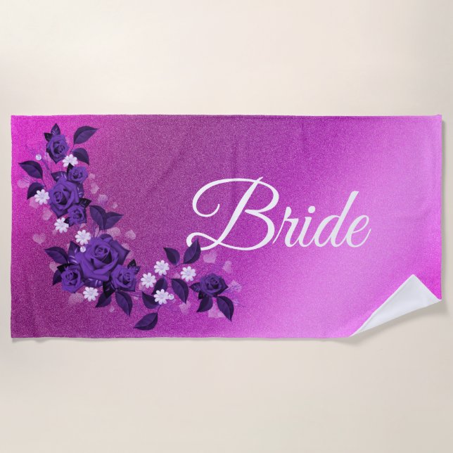 Toalha De Praia Floral Elegante (Frente)