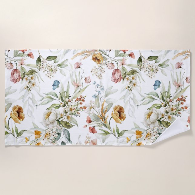 Toalha De Praia Floral estético (Frente)