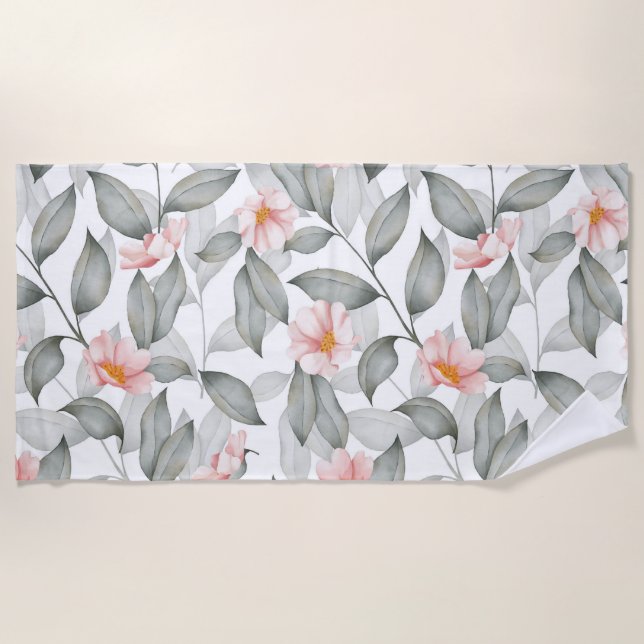 Toalha De Praia Floral estético (Frente)