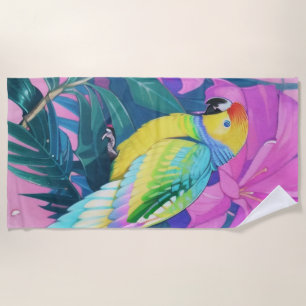 Toalha De Praia Floral/Havaí/Tropical/papagaio