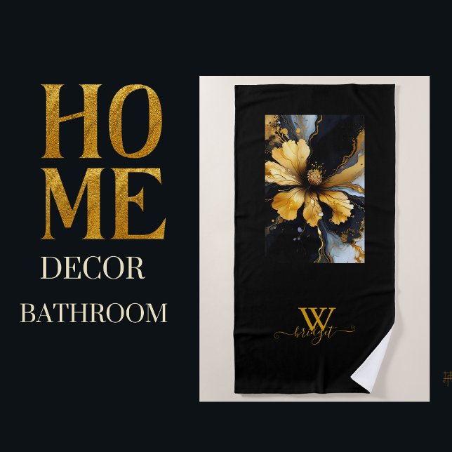 Toalha De Praia floral preto abstrato de giz (Criador carregado)