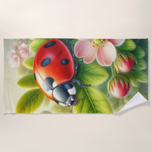 Toalha De Praia Floral/primavera ladybug trabalho de arte