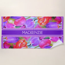 Toalha De Praia Floral Rosa