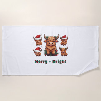 Toalha De Praia Floral Scottish Highland Cow Bovinos Fazenda