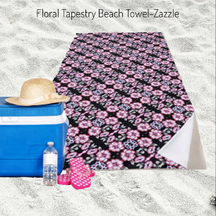 Toalha De Praia Floral Tapeçaria