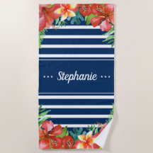 Floral Tropical de Stripe Náutica Personalizada
