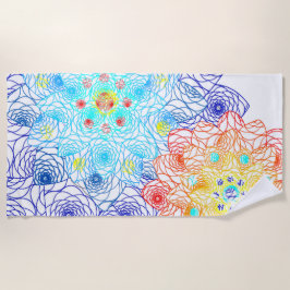 Toalha De Praia Floral Vermelho e Azul