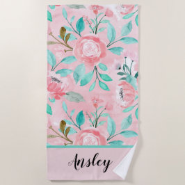 Toalha De Praia Floral Watercolor Beach Towel