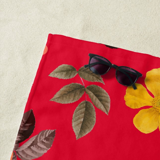 Toalha De Praia Flores Amarelas e Rosas Brancas 13 (In Situ)