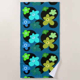 Toalha De Praia Flores azuis e verdes