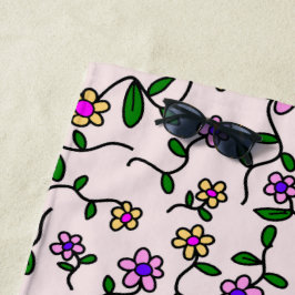 Toalha De Praia Flores Coloridas, Padrão Floral, Verde, Boho