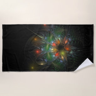 Toalha De Praia Flores de fantasia fractal suaves e tenra