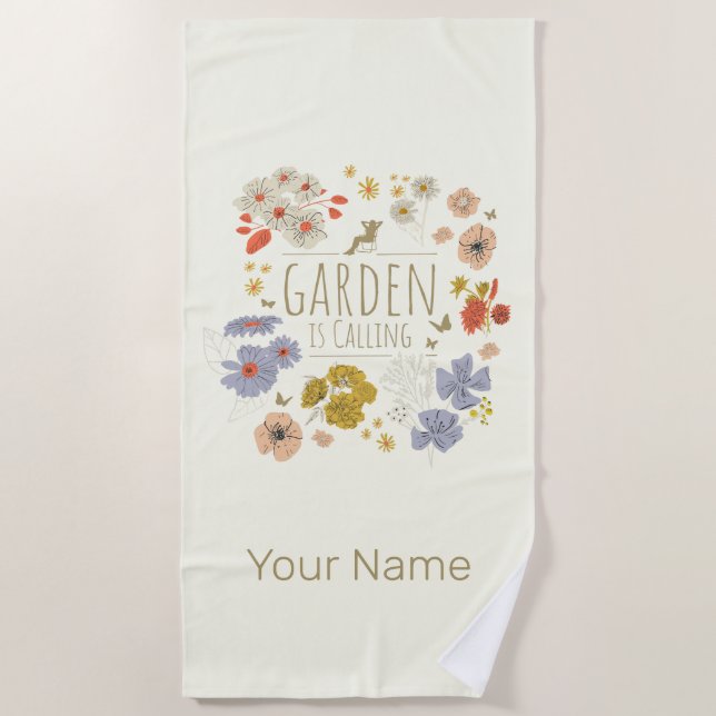 Toalha De Praia Flores De Jardim Botânico Para Jardinagem Mãe E Pa (Frente)