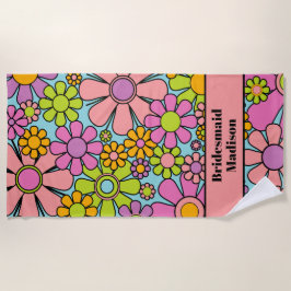 Toalha De Praia Flores de Jardim Retro 60s 70s