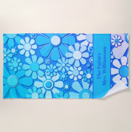 Toalha De Praia Flores de Jardim Retro 60s 70s Noiva de Padrão Flo