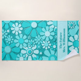 Toalha De Praia Flores de Jardim Retro Anos 60 70 Padrão Floral No
