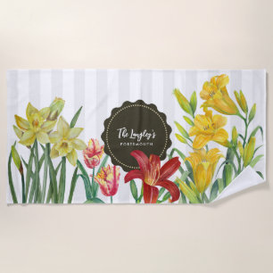 Toalha De Praia Flores de Mola Amarelo-Amarelo-Laranja