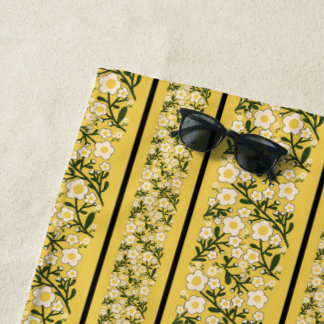 Toalha De Praia Flores de Riscos Limão Amarelo