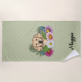 Toalha De Praia Flores E Nome Coloridos Do Retriever De Ouro Amare