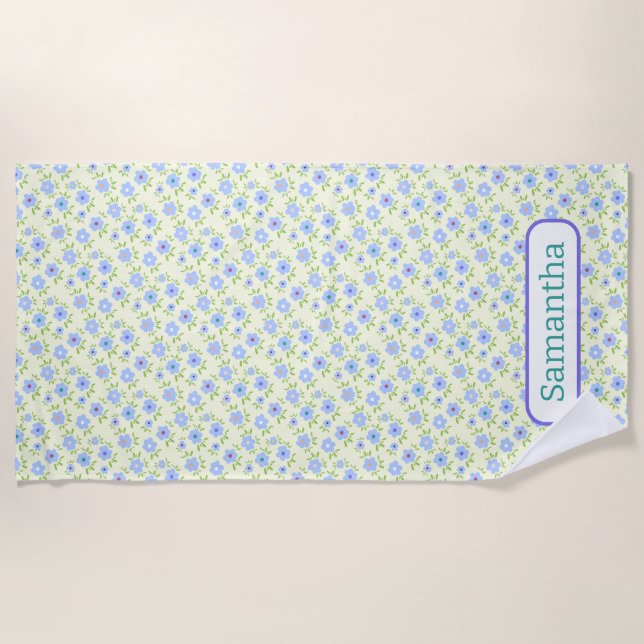 Toalha De Praia Flores Felizes de Fundo Amarelo (Frente)