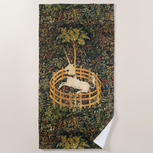 Toalha De Praia FLORES GÓTICOS da FANTASIA do UNICÓRNIO, verde