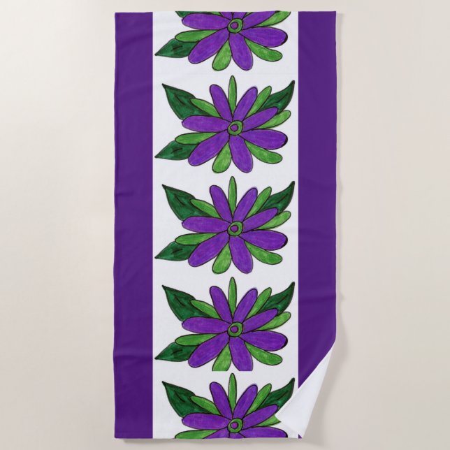 Toalha De Praia Flores Roxas, Torre de Praia (Frente)
