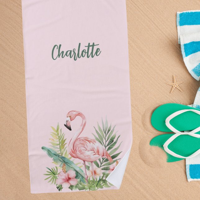 Toalha De Praia Flores tropicais cor-de-rosa (Criador carregado)