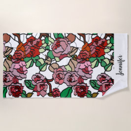 Toalha De Praia Flores Vermelhas Brilhantes E Bonitas