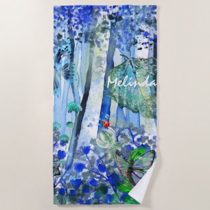 Toalha De Praia Floresta Azul com Nome