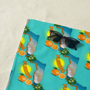 Toalha De Praia Florida Map Sunny Orange Summer