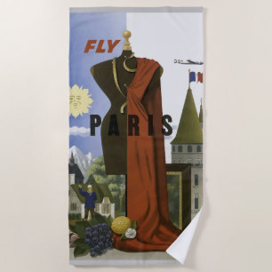 Toalha De Praia Fly Paris France Viagens vintage